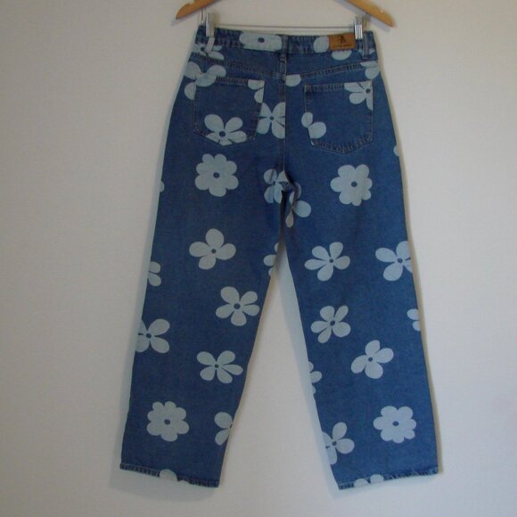 Flying Angel Floral Wide Leg Jeans Flower High Waist Size 11 / 30 Juniors - Picture 10 of 14